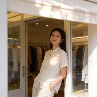 เสื้อเชิ้ตแขนสั้น ทรงคอจีน ทรงสวย สวมใส่สบาย