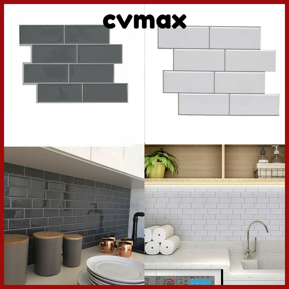 CVMAX วอลล์เปเปอร์ Subway Tile กันน้ําที่ถอดออกได้รูปลอกอิฐสีเทา