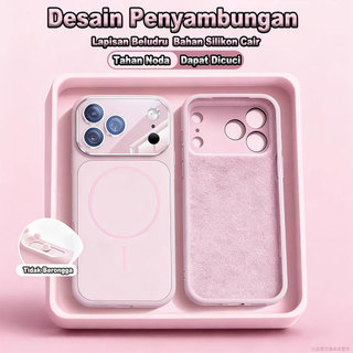 [Pink Softcase 17PROMAX ] Premium Anti-fouling Bahan Silikon Cair Desain Penyambungan Bisa Dicuci Lapisan Beludru Fully Enclosed Camera Magnetic Case for iPhone 13 14 15 16 17 PRO MAX 17PRO 16PRO 15PRO Shockproof Lavender Blue Black Cover