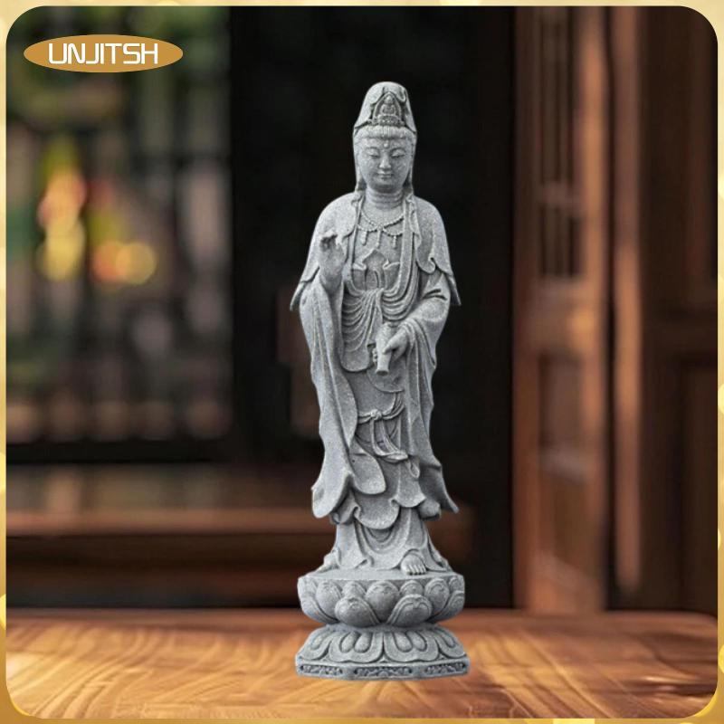 [unjitsh] รูปปั้นเจ้าแม่กวนอิมงานฝีมือตกแต่งพุทธงานศิลปะคอลเลกชัน Kuanyin ตุ๊กตาสําหรับพิธีขึ้นบ้านใ
