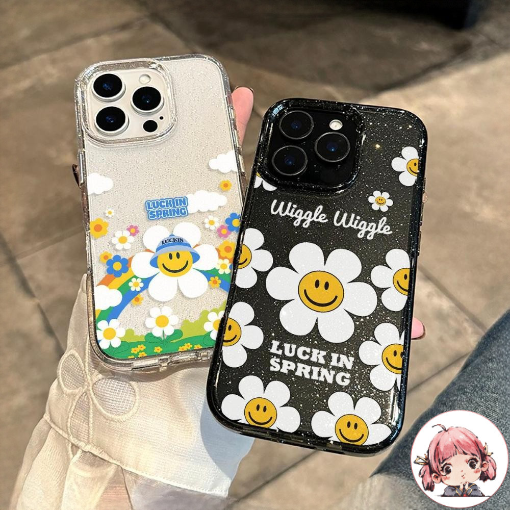 เคสสำหรับไอโฟน14 CODที่ไทย ดอกไม้สดใสโชคดี เคสมือถือใสนิ่มกลิตเตอร์วาว For IPhone16 15 14 11 12 13ProMax 6/7/8Plus XR XS