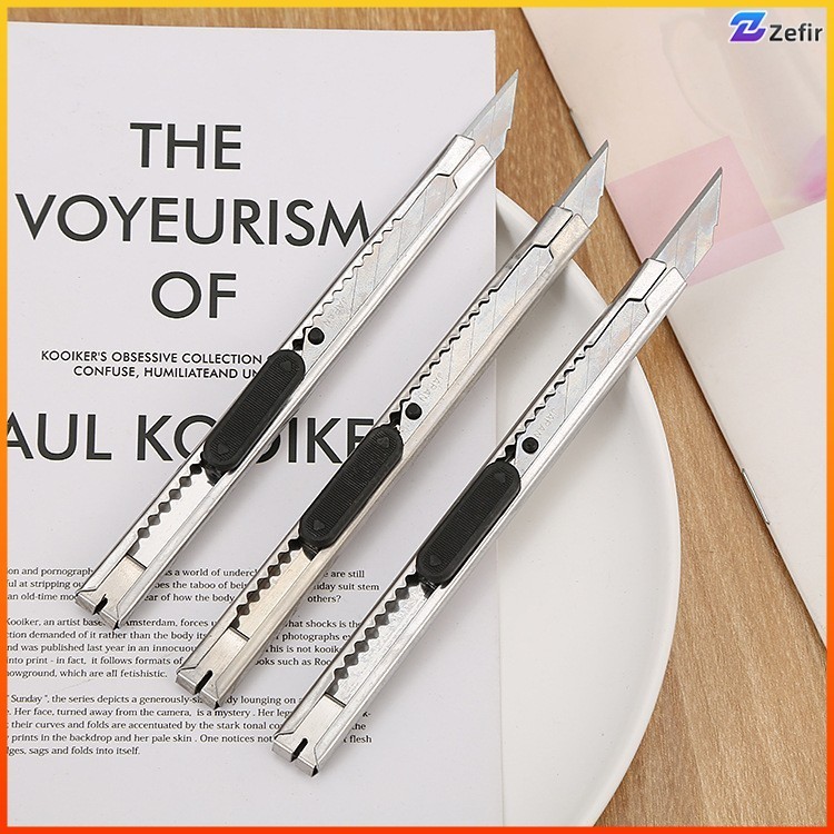 Zefir มีดคัตเตอร์อเนกประสงค์ ด้ามสแตนเลส คุณภาพดี อุปกรณ์สำนักงาน