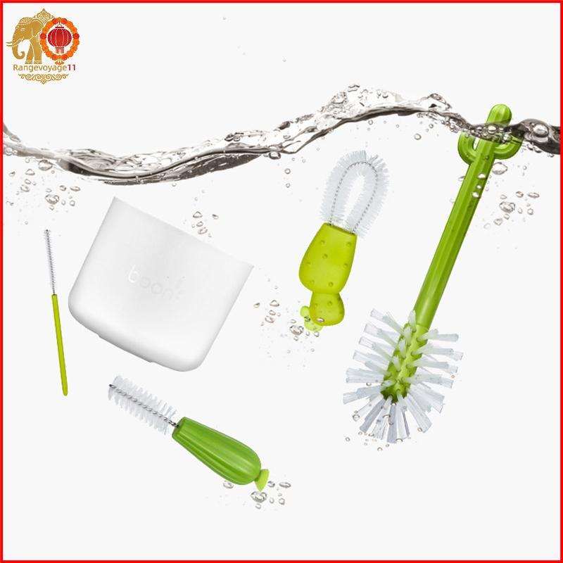[RG1] 4 In 1 ชุดแปรงทําความสะอาดขวดการ์ตูนกระบองเพชรชุดแปรงขวดนมแบบพกพา Pacifier Straw Scrubber บ้าน
