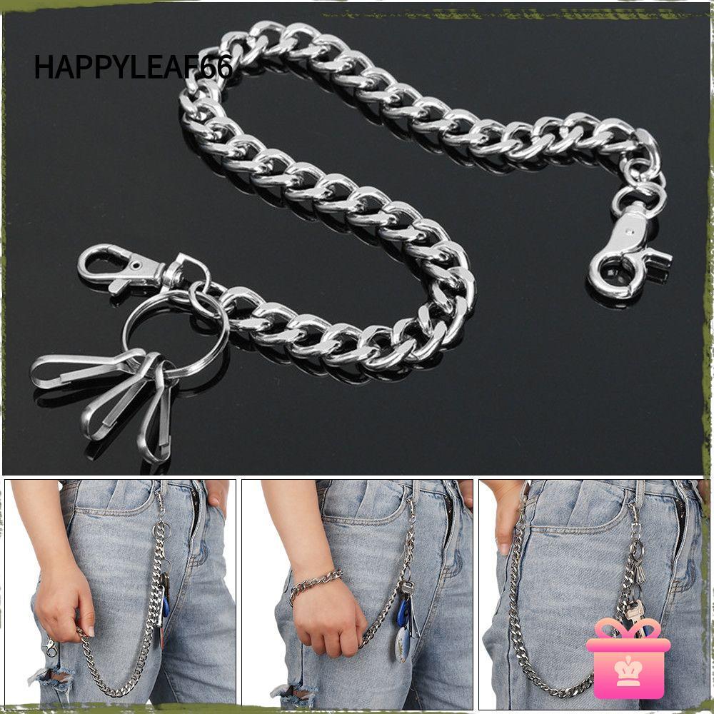 HAPPYLEAF66 Pant Jean พวงกุญแจแฟชั่น Key Chains คลิป Punk Rock โซ่หนา