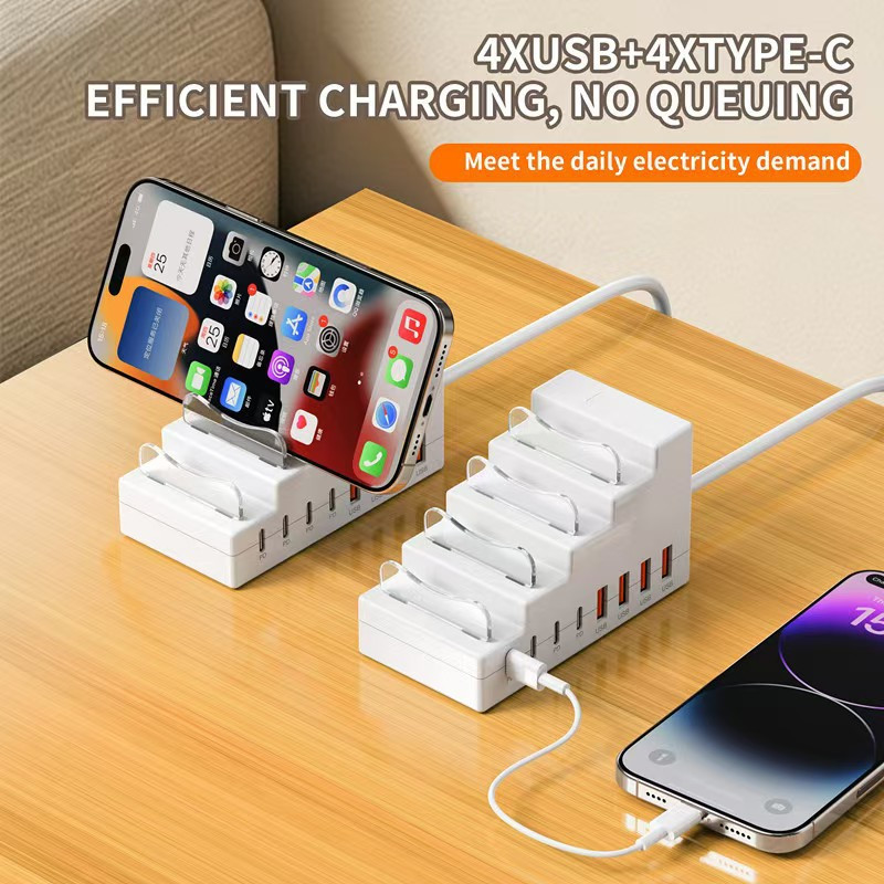 8 in 1 USB Converter Fast Charging Socket Docking Station หลายพอร์ตโทรศัพท์ Docking Station USB ที่ว