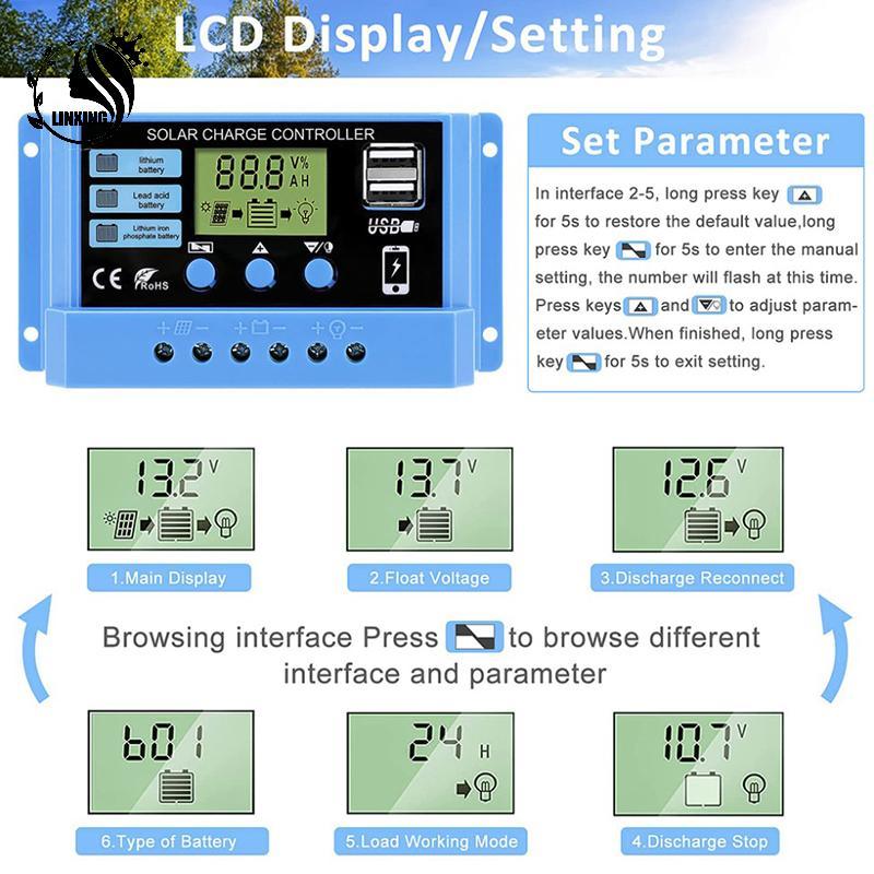 [Mini Spend 0-1.5k] 30A 20A 10A Solar Charge Controller 12V 24V Auto Solar Panel PV LCD Controller ส
