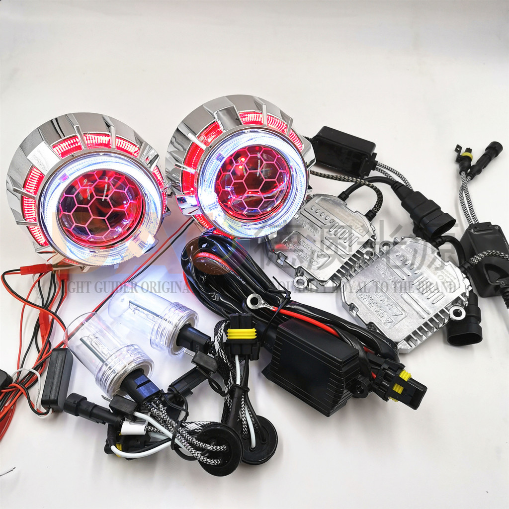 ยี่ห้อใหม่ Auto25 นิ้ว Bi Xenon Koito HID โปรเจคเตอร์ไฟหน้าสําหรับรถยนต์ Double Led Angel Eyes อุปกร