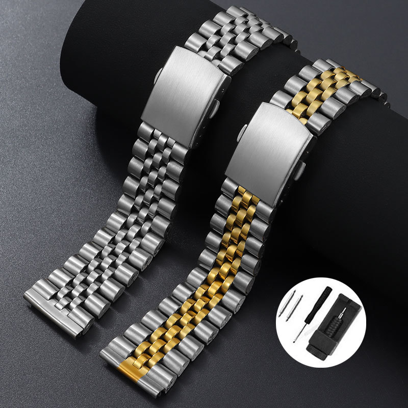 สายนาฬิกาสแตนเลสสายนาฬิกาสากลสําหรับ Seiko SKX007 SKX009 SKX011 Jubilee Diver สร้อยข้อมือ 18 มม.20 มม.22 มม.Double Press Clasp สายรัดข้อมือโลหะผู้ชายธุรกิจ