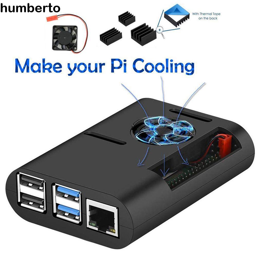 HUMBERTO Case ASB 3 in 1 Heatsink สําหรับ Raspberry Pi 4 รุ่น B, Pi 4B, Pi 4 Black Shell