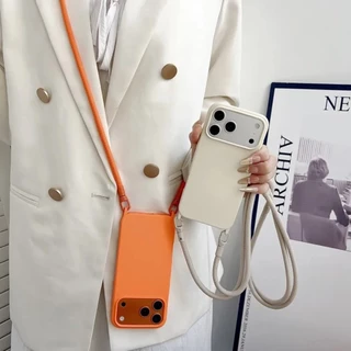 เคสโทรศัพท์ซิลิโคนพร้อมสายคล้องคอCrossbodyแบบปรับได้สําหรับIPhone 17 16 15 13 11 12 13 Pro Max PlusกันกระแทกDrop-proofปกหลัง