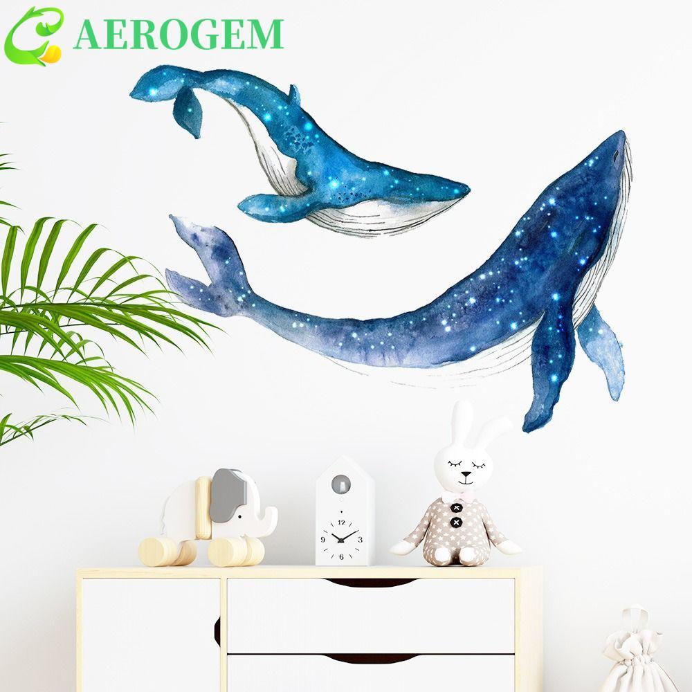 AEROGEM สติ๊กเกอร์ติดผนังปลาวาฬ PVC กันน้ํา Starry Sky สติ๊กเกอร์ปลาวาฬ สติ๊กเกอร์ตกแต่ง Starry Sky Marine สัตว์สัตว์ทะเล Decal Baby Room