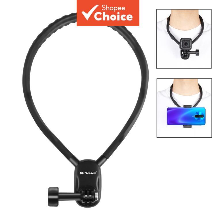 PULUZ อุปกรณ์ยึดคอขี้เกียจสําหรับกล้อง GoPro มุมมอง POV (สีดํา)