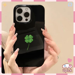 🌼COD-จัดส่งทันที🌼ลายโคลเวอร์นำโชค เคสไอโฟน17 For IPhone 15 11 13 12 16 14 Pro Max XR X 8 7 Plus SE เปลือกอ่อน เรียบง่าย