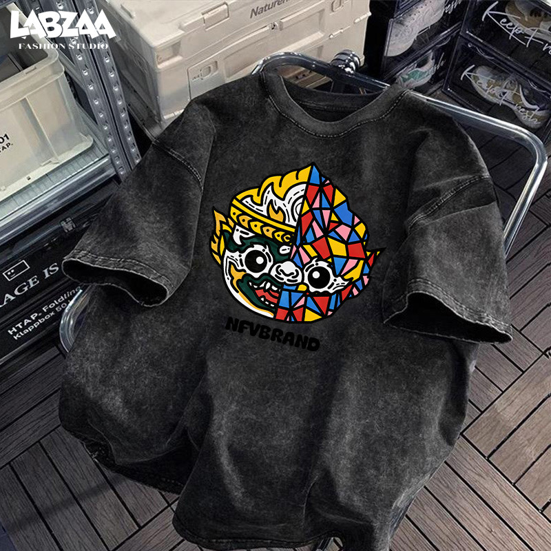 【จัดส่งจากกรุงเทพฯ】LABZAA  ️ ลายสกรีนสีสัน เสื้อยืดทรงหลวม ใส่สบาย ระบายอากาศ YG4939 ราคา ถูกที่สุด ดีลบีเคเค แกลเลอรีภาพที่ 5