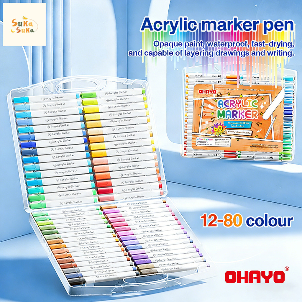 OHAYO DesignPainting เด็ก Colouring Marker ปากกาสีอะคริลิค MARKER Pen กันน้ํา