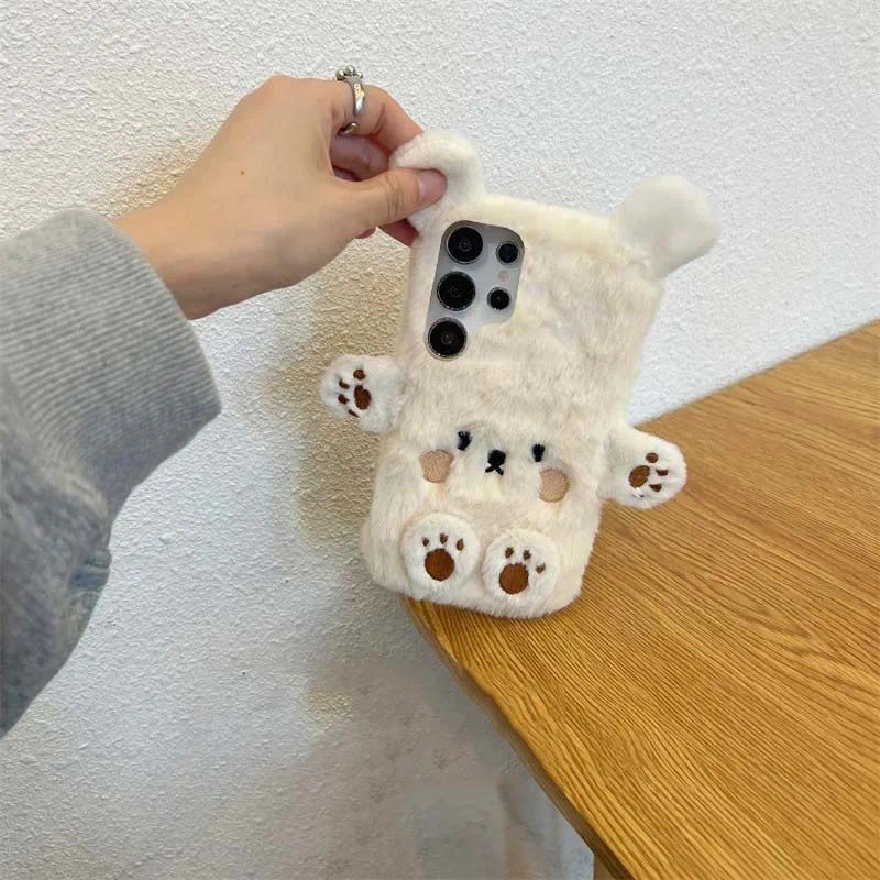 3D หมีน่ารัก Hairy ตุ๊กตาเคสโทรศัพท์สําหรับ Huawei Mate20 Honor 600 Lite 500 400 200 90 50 X9C X8C X