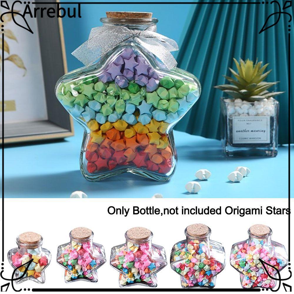 AREBUL Wishing Bottle, Craft Origami Stars Glass Bottle, DIY Stars Shape Pentagram Storage Bottle Ho
