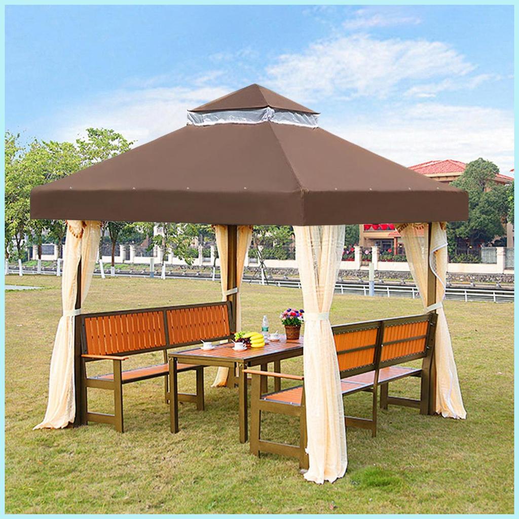 Gazebo Top Gazebo เปลี่ยน Canopy Top Cover กันน้ํา Shade หลังคาสองชั้นสําหรับ Barbeque Garden hsgdyv