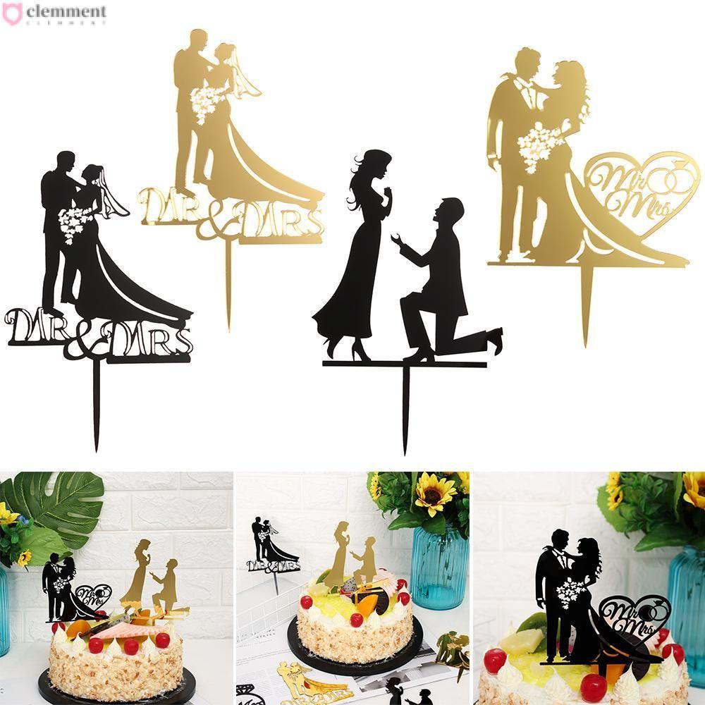 CLEMMENT เค้ก Topper ผู้ใหญ่โปรดปราน DIY หัตถกรรมเจ้าสาวเจ้าบ่าว Mr Mr Mr Mrs