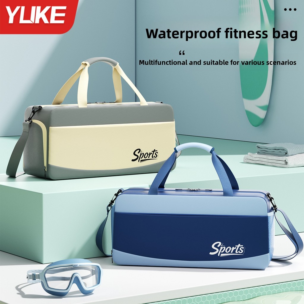 YUKE กันน้ําแห้งเปียกแยก ขนาด 10L เหมาะสำหรับการว่ายน้ำและฟิตเนส กระเป๋าสะพายสำหรับทั้งผู้ชายและผู้ห