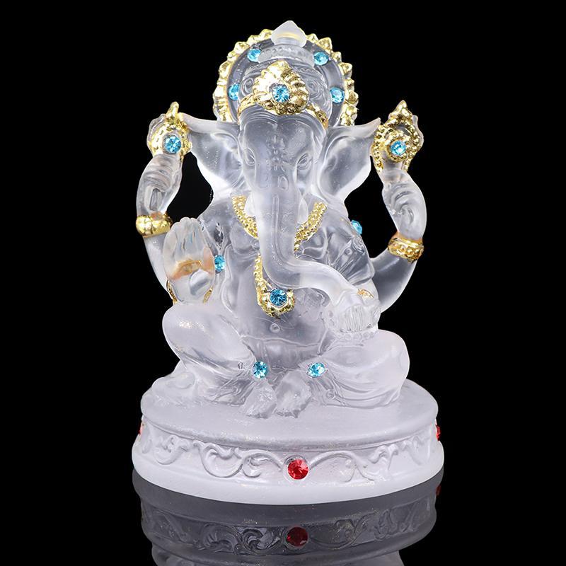 ABTH Ganesh Hindu ช้างเทพเจ้าแห่งความสําเร็จรูปปั้นเรซิ่นโปร่งใสตุ๊กตาเครื่องประดับ Vary