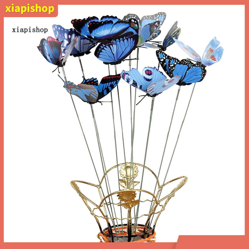 XPS 10 ชิ้น/เซ็ตจําลองผีเสื้อ Stick สวนกลางแจ้งดอกไม้หม้อตกแต่งเครื่องประดับ