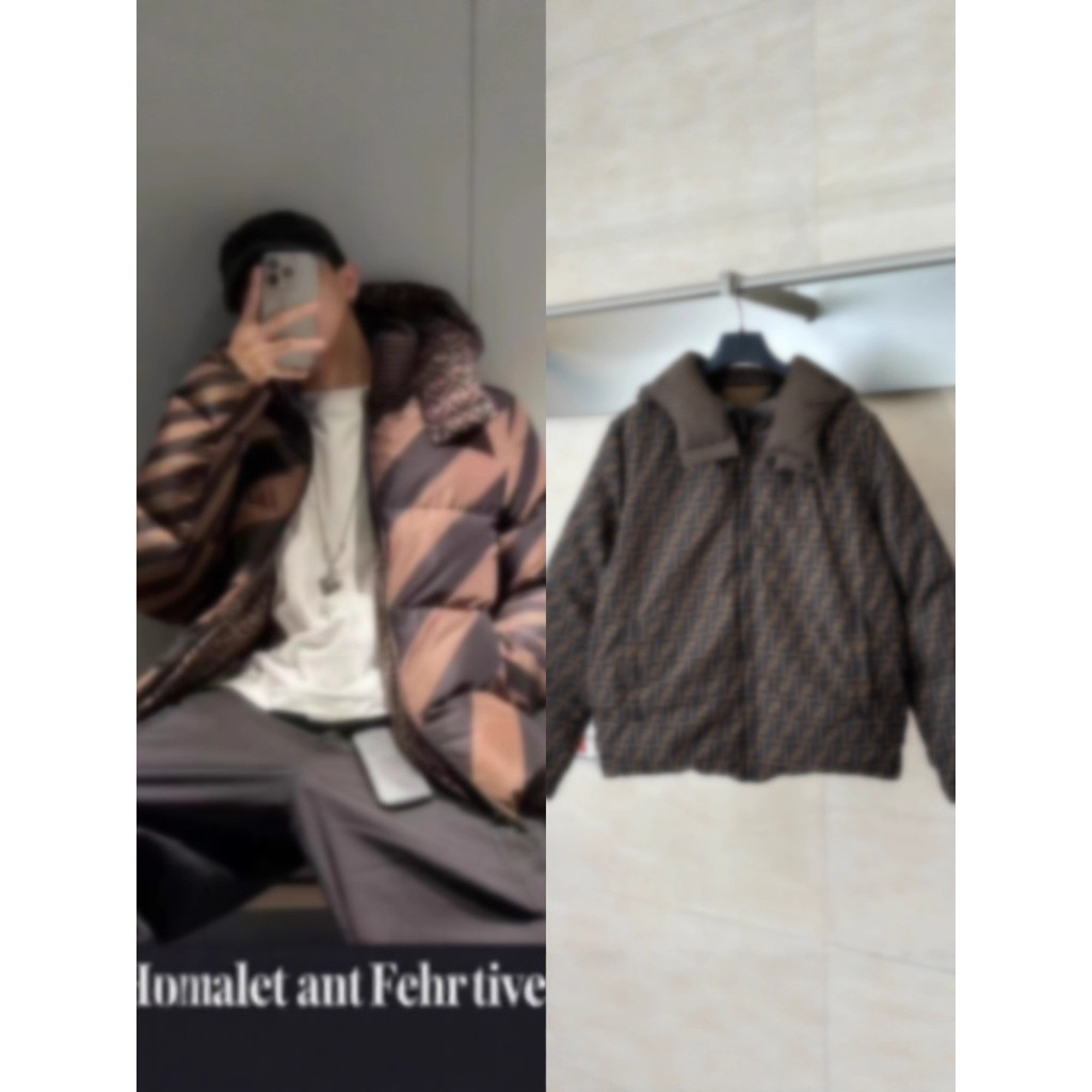 5XLV FEEN  25FW New full-print striped reversible hooded down jacket for men and women, trendy