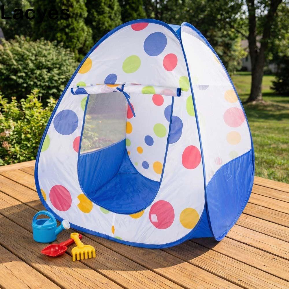LAYES เต็นท์เด็กเล่นบ้านของเล่นแบบพกพา เต็นท์ลายจุดสีแดงปราสาทเล่น Wigwam สีแดงล้างทําความสะอาดได้บ้