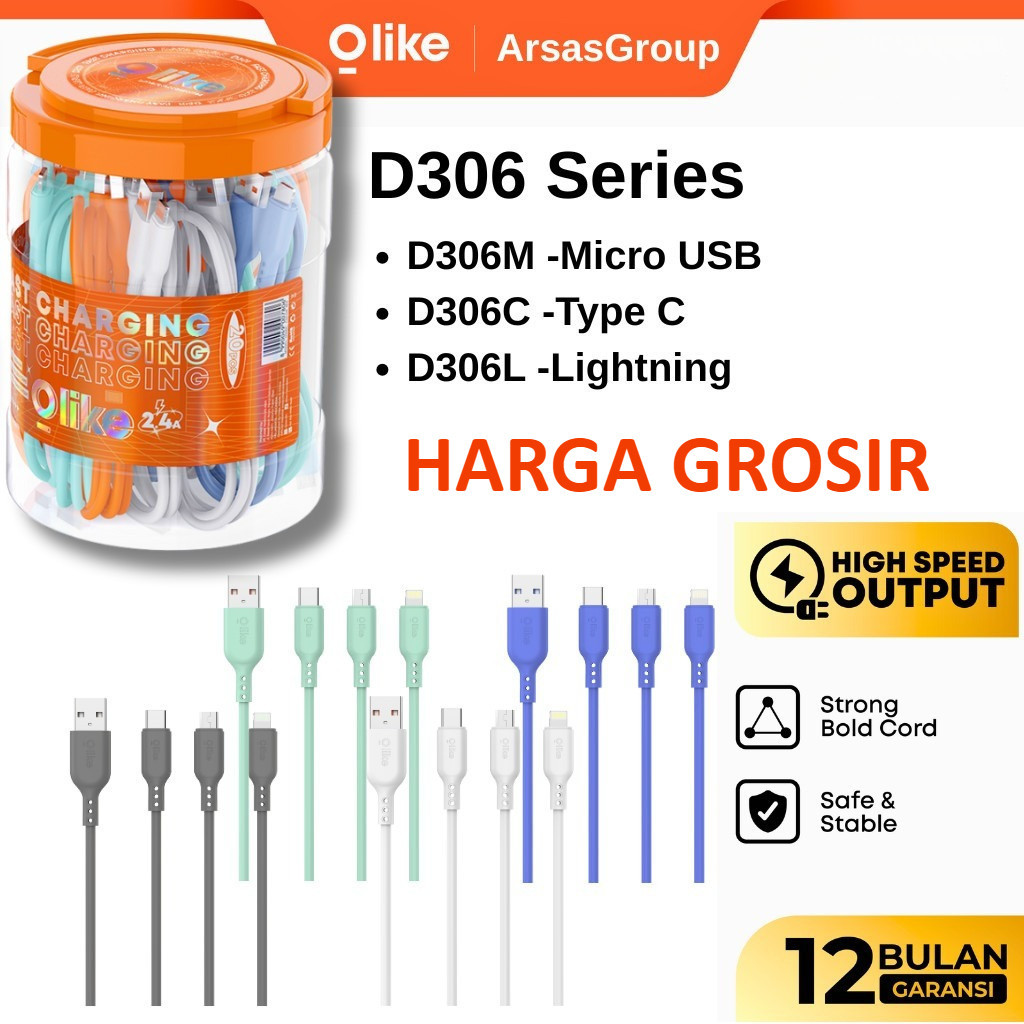 OlyIKE Data Cable D306M D306C D306L Micro 2.1A / Type-C 2.4A / Lightning 2.1A 100CM Official Warrant