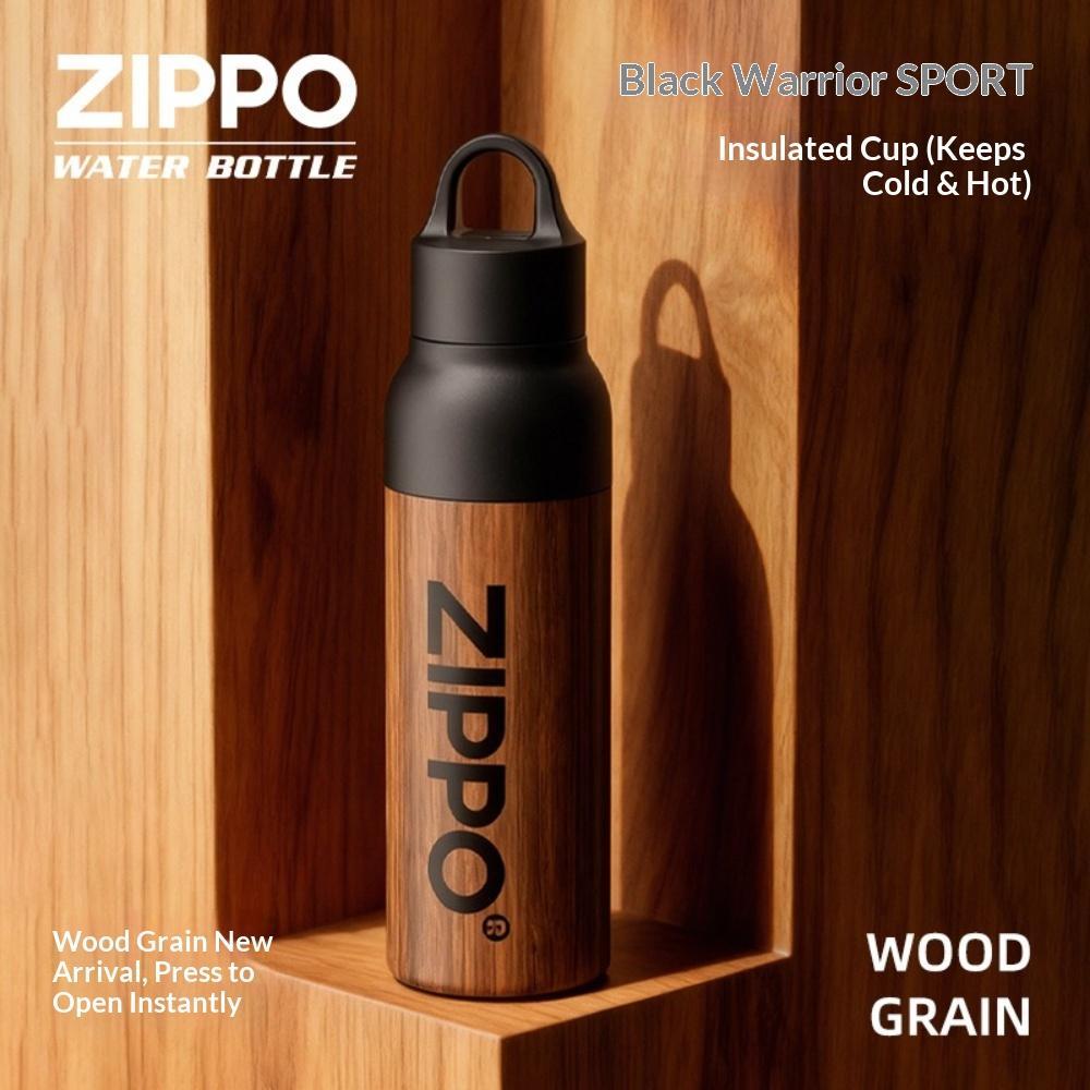 ZIPPO Sports & Outdoor Series Thermal Cup Black Warrior Quick-Open Tumbler -58ml Walnut Wood Sport Bottles