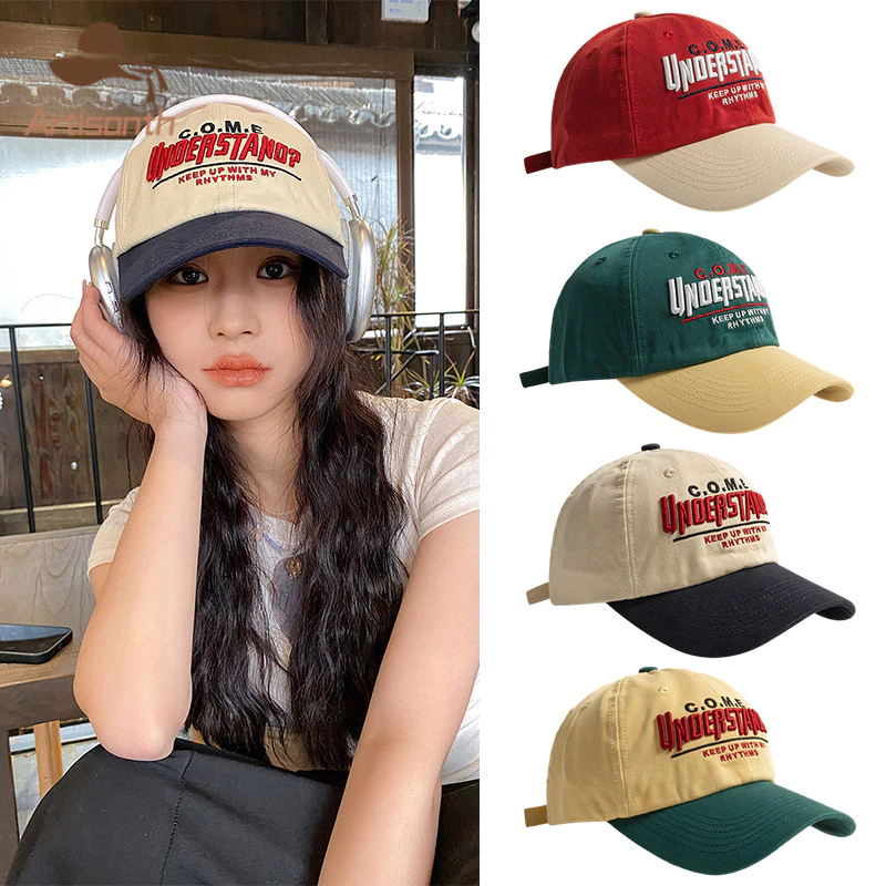 ส่งเร็ว💥หมวกเบสบอลบล็อคสีปัก สีตัดกัน สไตล์อเมริกันย้อนยุคแฟชั่น คุณภาพสู ผ้าฝ้าย 100% ใช้ได้ทั้งชายและหญิง.COD