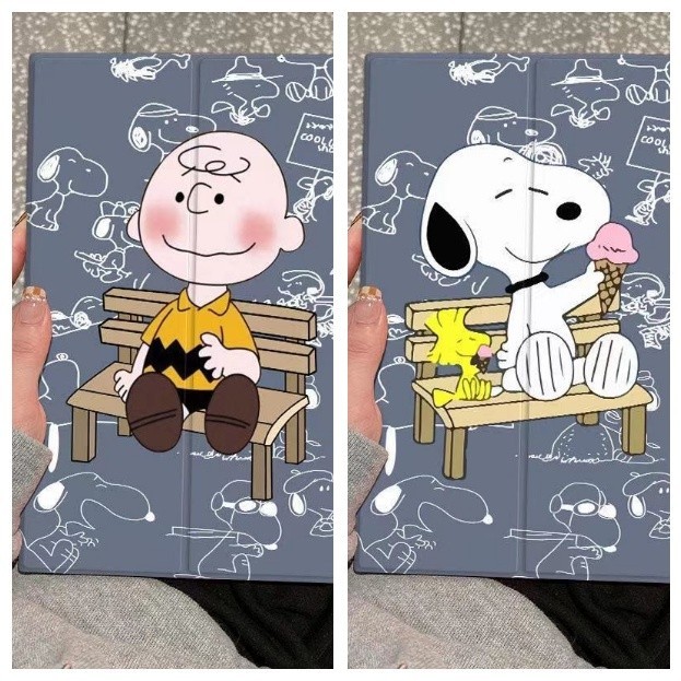 เหมาะสําหรับฝาครอบ iPad เคส iPad การ์ตูน Charlie และ Snoopy สําหรับ iPad mini123456 Ipad air 9.7 นิ้