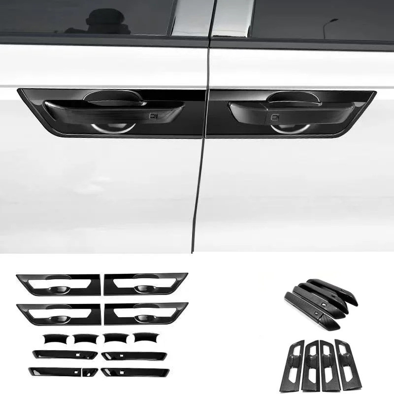 Glossy สีดําคาร์บอนไฟเบอร์รถประตูสติกเกอร์จัดแต่งทรงผมอุปกรณ์เสริมอัตโนมัติสําหรับ Kia Carnival KA4 