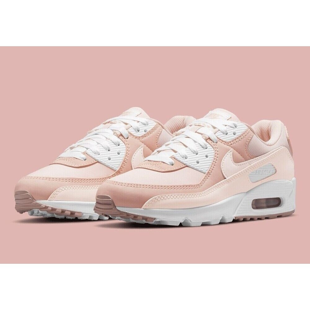 Nike ยี่ห้อใหม่ยี่ห้อใหม่ Air Max 90 รองเท้า Barely Rose สีขาว DJ3862-600 ผู้หญิง WJEH