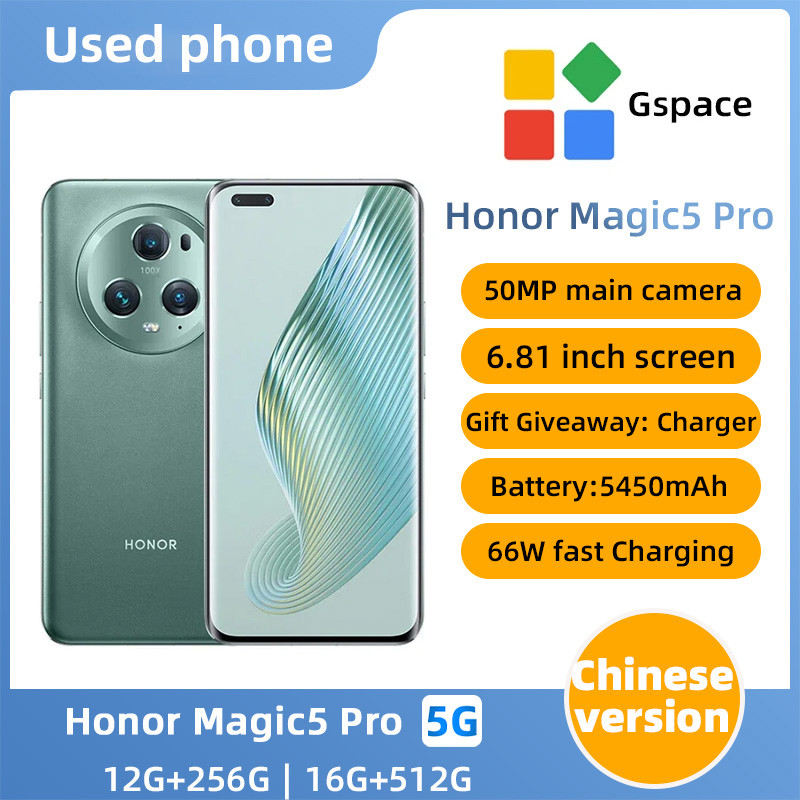 SmartPhone Honor Magic5 pro 5G 6.81 นิ้ว 50PM กล้อง Qualcomm Snapdragon 8 Gen2 256/512GB ROM 12/16GB