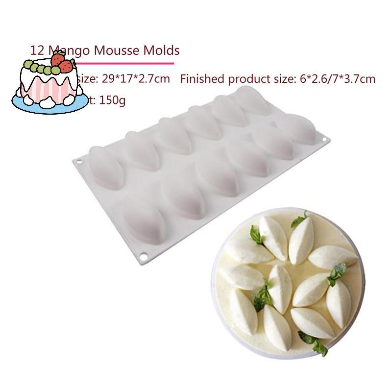 [Sep] 12 Cavity Silicone Cake Fondant Mold Form Quynelle Shaped Mould Mousse Cake Tool [COD]