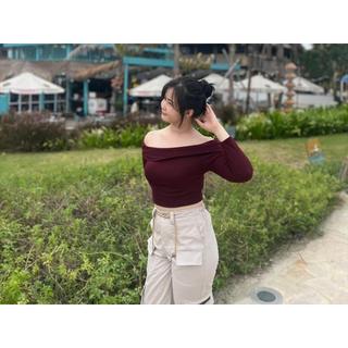 ELDA LABEL Sabrina Rib Top | One Shoulder Wanita - Sabrina Wanita - Lengan Panjang - Blouse Atasan Wanita