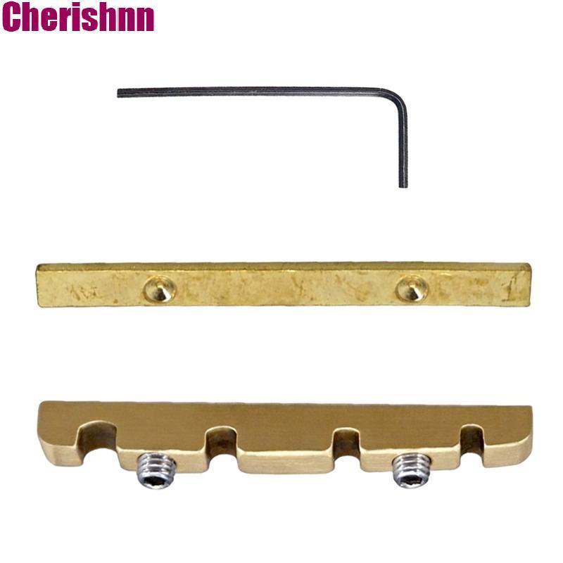 CHERIS เปลี่ยนน็อตทองเหลืองสําหรับกีตาร์เบสรวมฐานอ่อนนุชแผ่นคีย์ปรับความสูง Roller Grooves String Sp