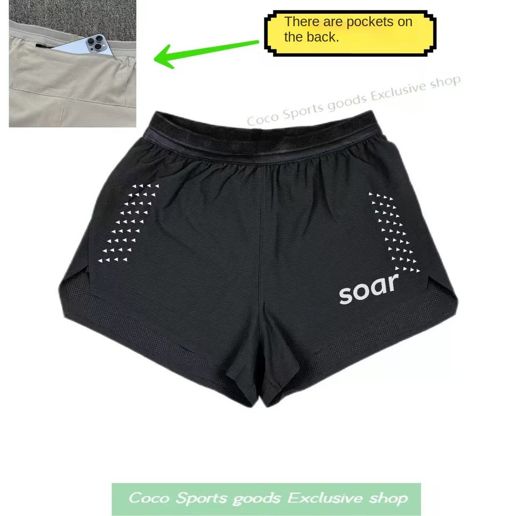 New Soar Marathon Running Boxer Lining Shorts with Waist Bag Professional Grade Track and Field Spor