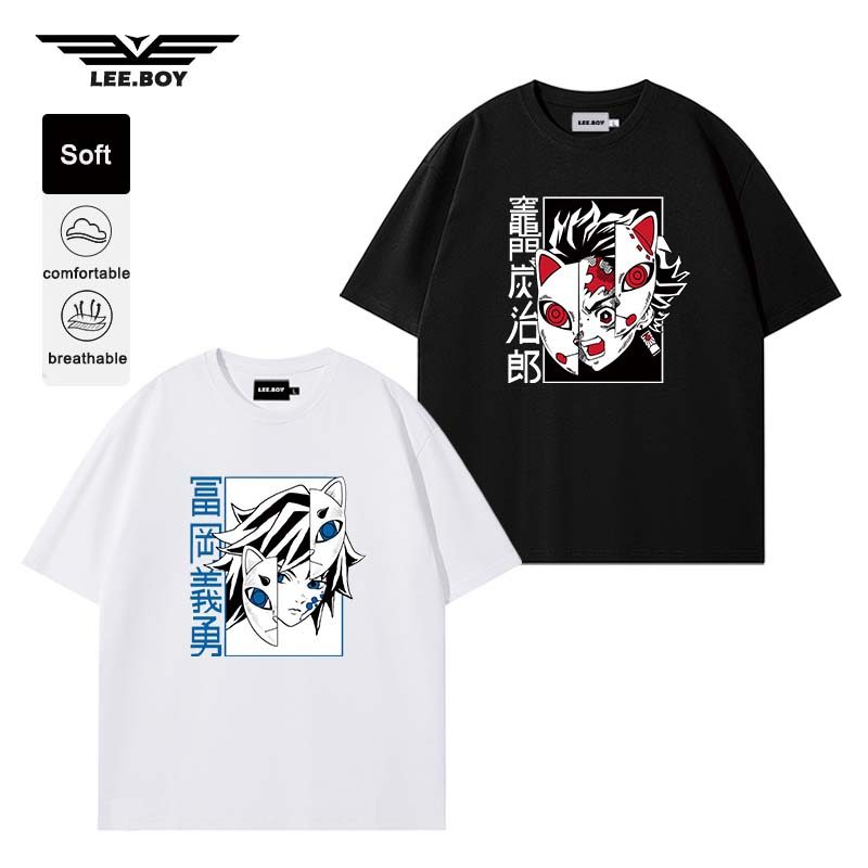 เสื้อยืดผู้ชาย ผ้านุ่มใส่สบายa ลายพิมพ์การ์ตูนน่ารัก Demon Slayer Kimetsu no Yaiba (ส่งเร็ว จัดส่งจากไทย)