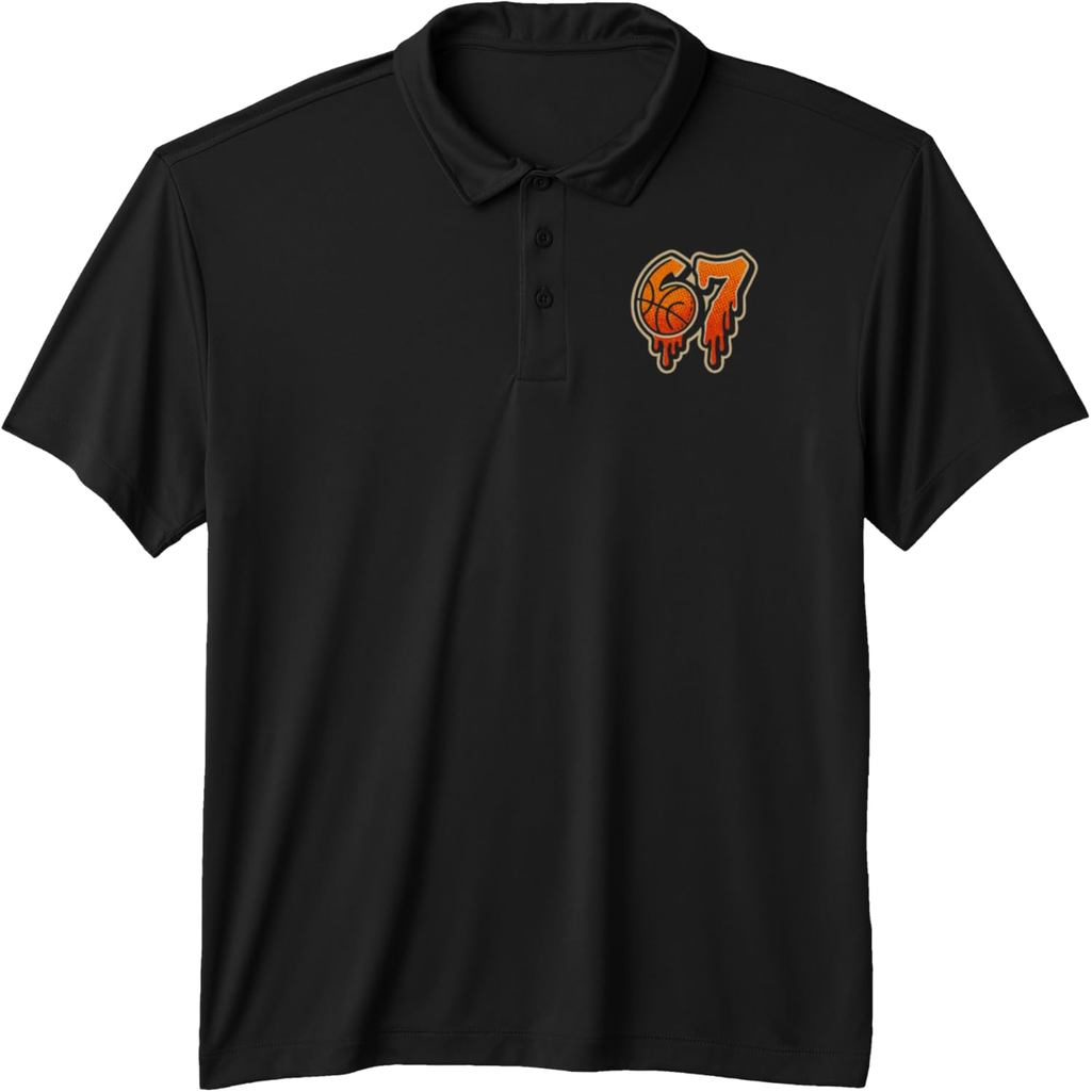 เสื้อโปโล 67 Meme Slang Brainrot Basketball Drip Six Seven Performance