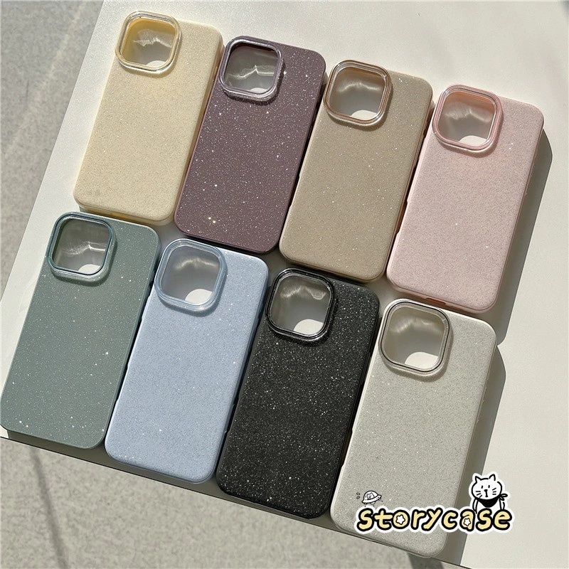 เหมาะสำหรับ เคส OPPO A3S 5s A7 A36 A51 A31 A15 A16 A11K A74 A57 A54 A15 5s A5 A55 A38 A9A 54 A76 กลิตเตอร์สีเรียบง่าย