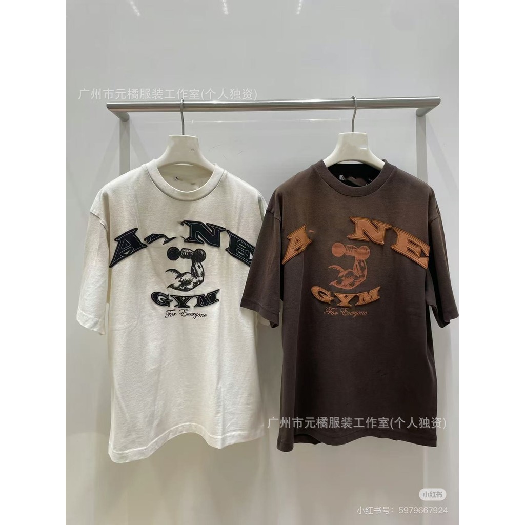 0UWE Acn***ios 26ss Spring and Summer Distressed appliqué embroidered logo short sleeve shirt T Unis