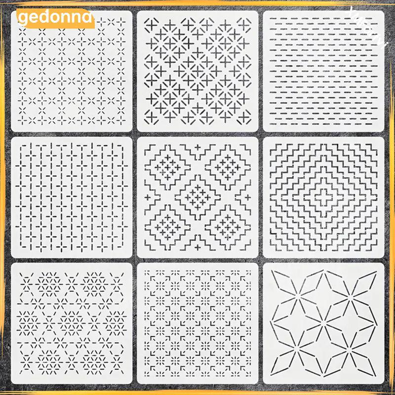 [gedonna] Sashiko Template Kit เย็บปักถักร้อยรูปแบบ Stabilizer การออกแบบเรขาคณิตสําหรับเย็บมือ Quilt