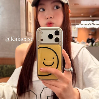 Huiwanju สีทึบสายหน้ายิ้ม เหมาะสําหรับเคสโทรศัพท์มือถือ iPhone17promax ip16pro/13 ผู้หญิง 14pro/15pro รวมทุกอย่าง Epoxy anti-drop เคสป้องกัน