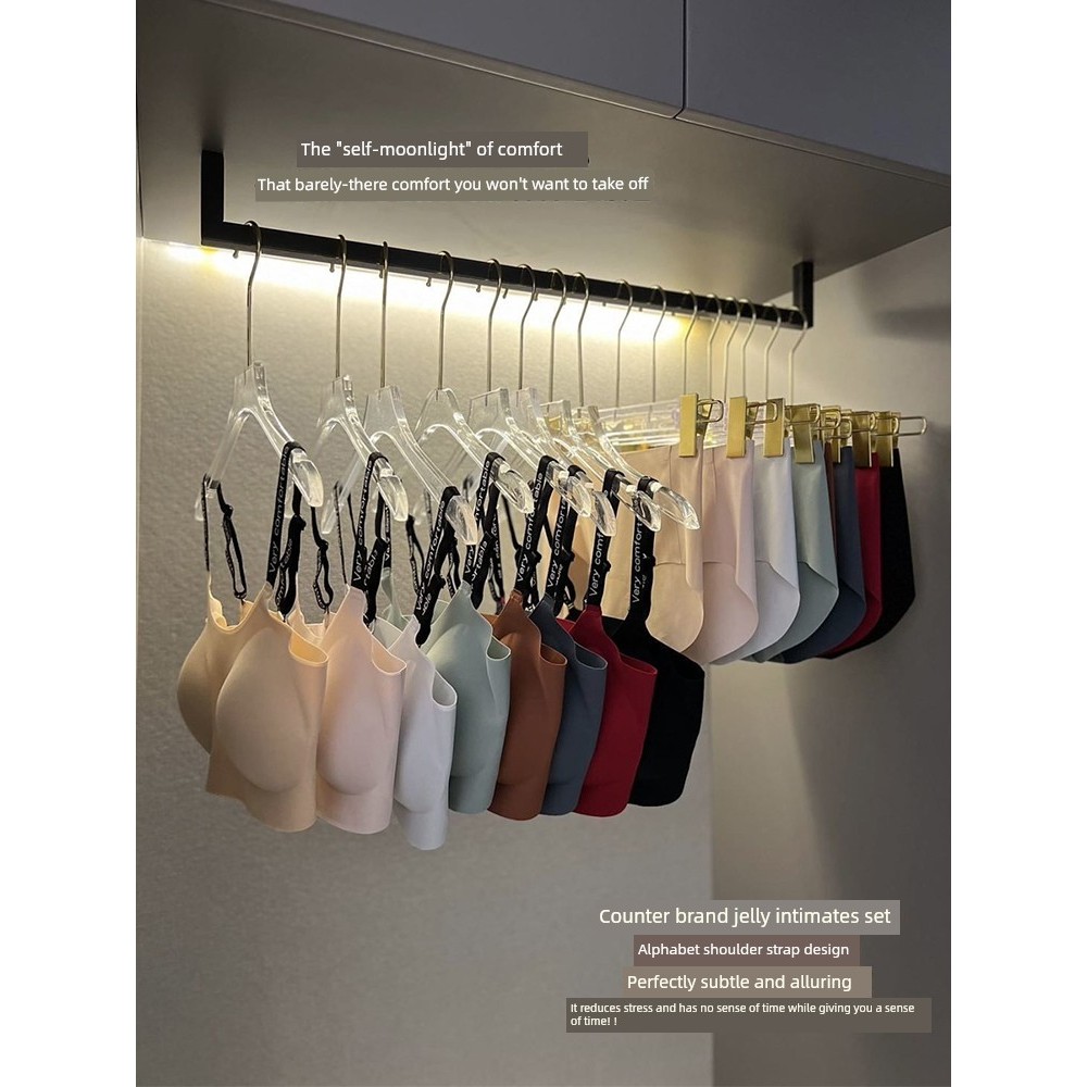 sport bra sport bar ผู้หญิง โวลต์07#果冻承托力套装内衣无钢圈聚拢上托防下垂运动本命年文胸女生