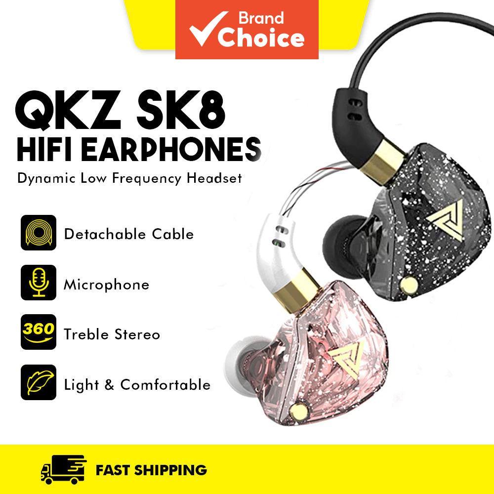  หูฟังมีสาย QKZ SK8 3.5 มม. พร้อมไมโครโฟน หูฟังไดนามิก เบสหนัก อินเอียร์ สําหรับออกกําลังกาย
