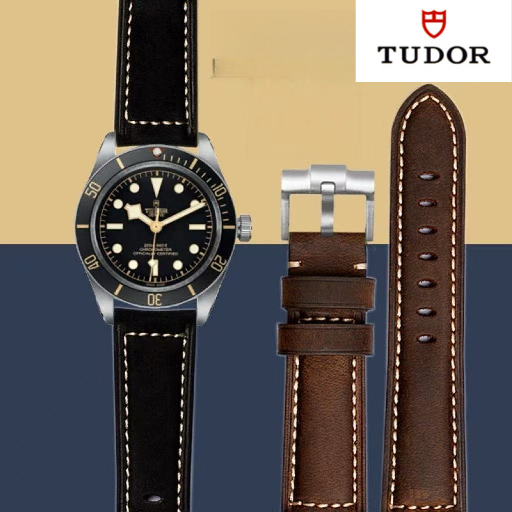 18 มม. 20 มม. 22 มม. สายหนังกันน้ําระดับพรีเมียมสําหรับ Tudor Black Bay 1853 - สายนาฬิกา tudor ทนทาน