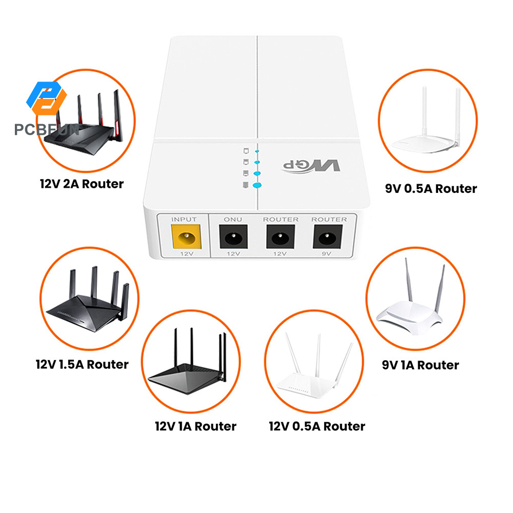 Pcbfun DC 9V 12V เราเตอร์ UPS เครื่องสํารองไฟ 6000mAh