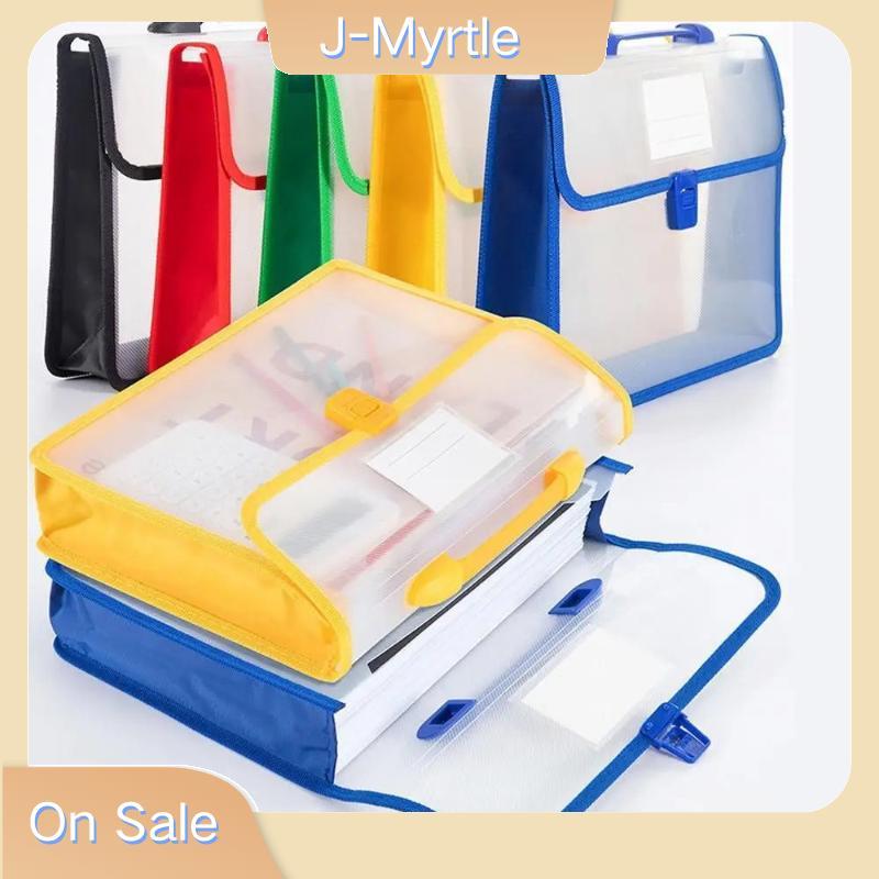J-Myrtle A4 แบบพกพา Snap ปุ่มแฟ้มกระเป๋าขนาดใหญ่ความจุกระเป๋าเอกสารตรวจสอบกระดาษเก็บกระเป๋าแฟ้ม Organizer โรงเรียนอุปกรณ์ Nice